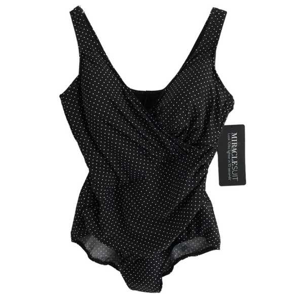 Miraclesuit Black And White Polkadot One Piece Size 20W - Picture 4 of 14
